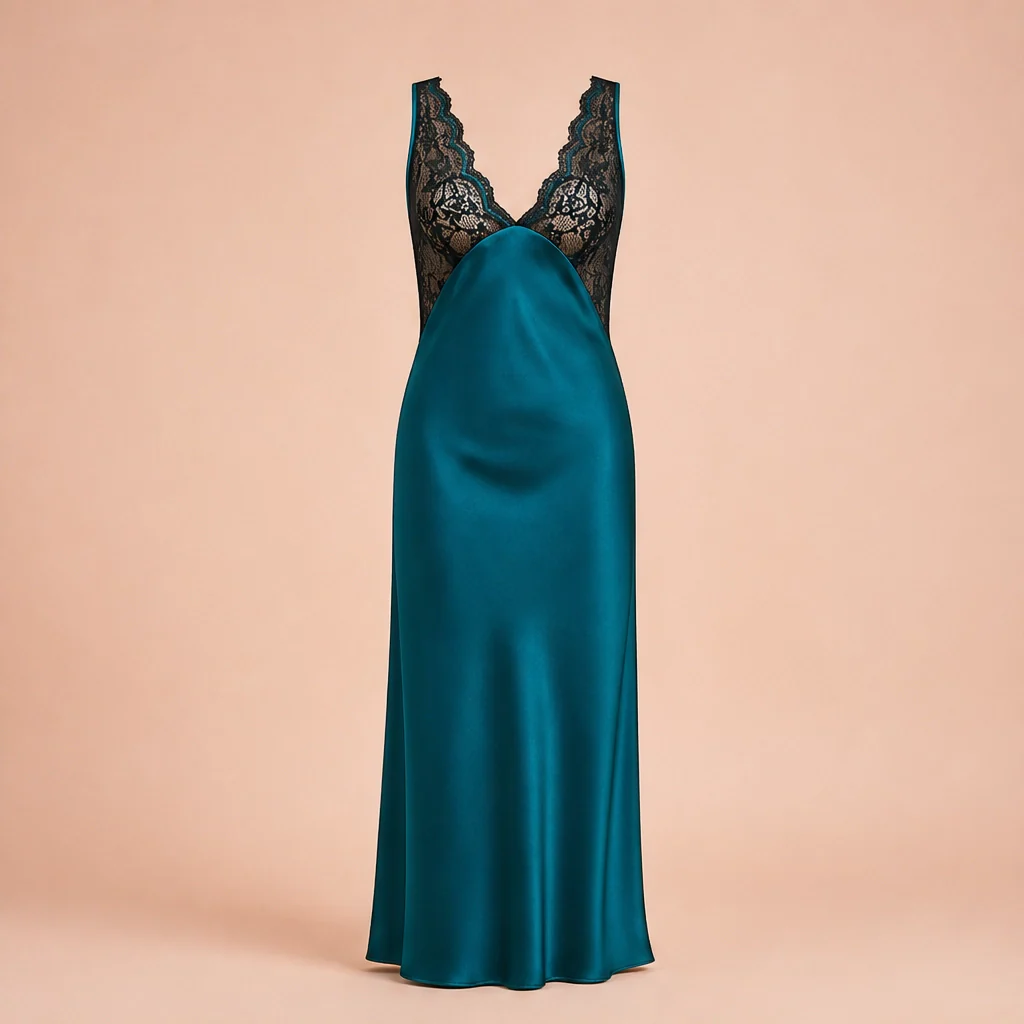 Lunève™ – Satin & Lace Deep-V Open-Back Slip Nightdress + 50% OFF - Image 5