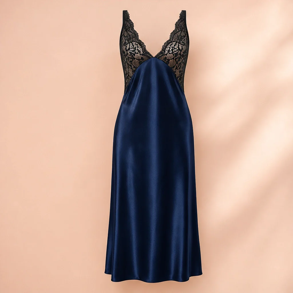 Lunève™ – Satin & Lace Deep-V Open-Back Slip Nightdress + 50% OFF - Image 6