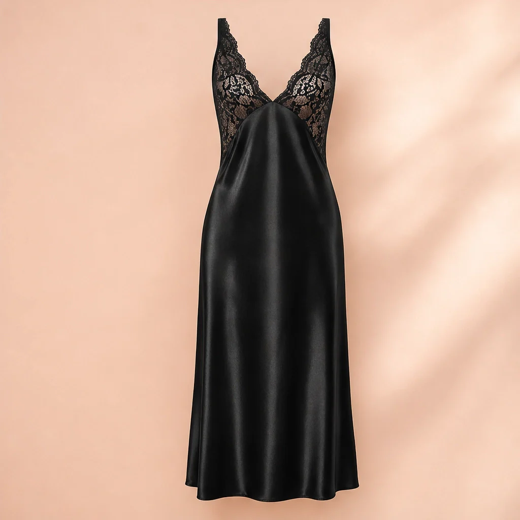 Lunève™ – Satin & Lace Deep-V Open-Back Slip Nightdress + 50% OFF - Image 8