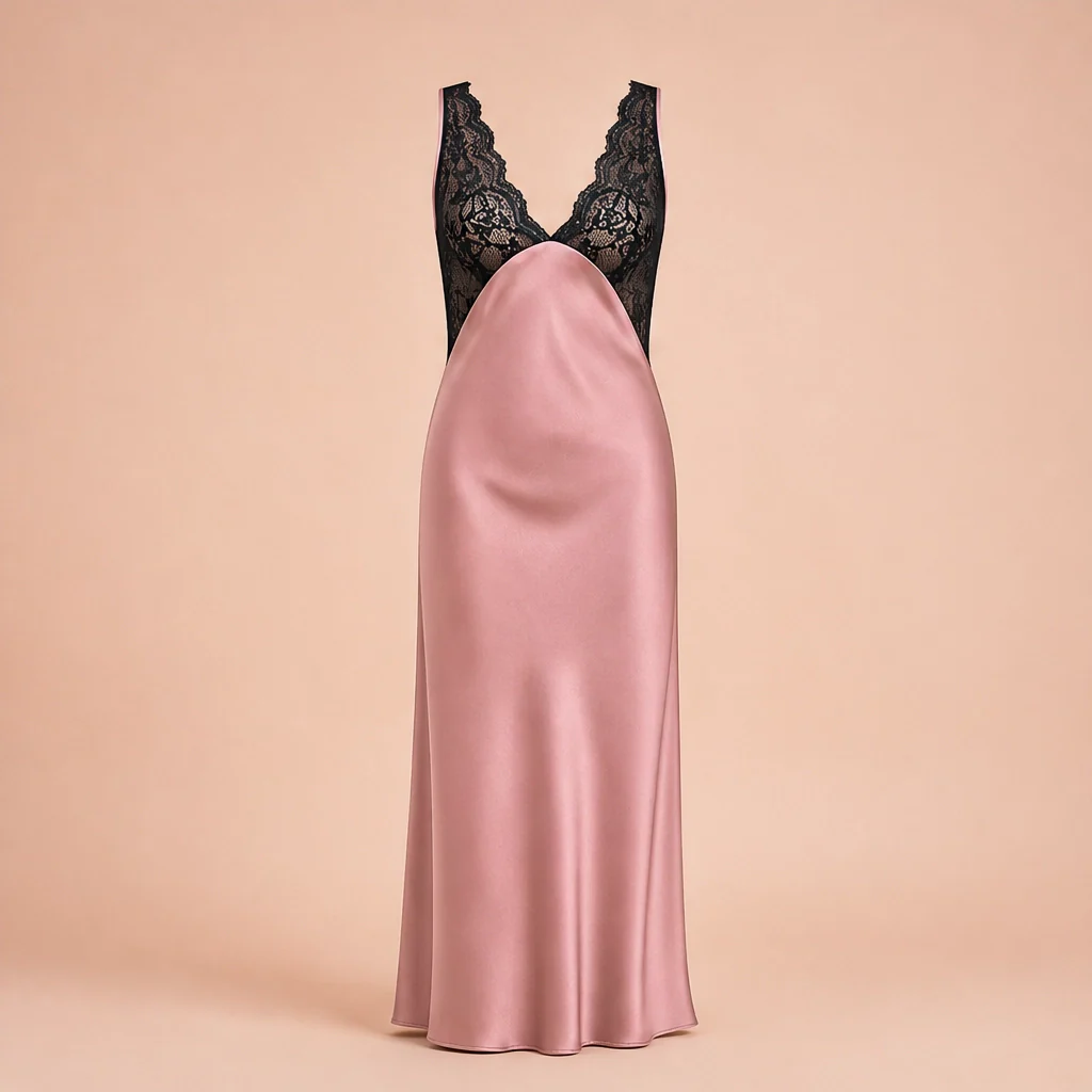Lunève™ – Satin & Lace Deep-V Open-Back Slip Nightdress + 50% OFF - Image 9