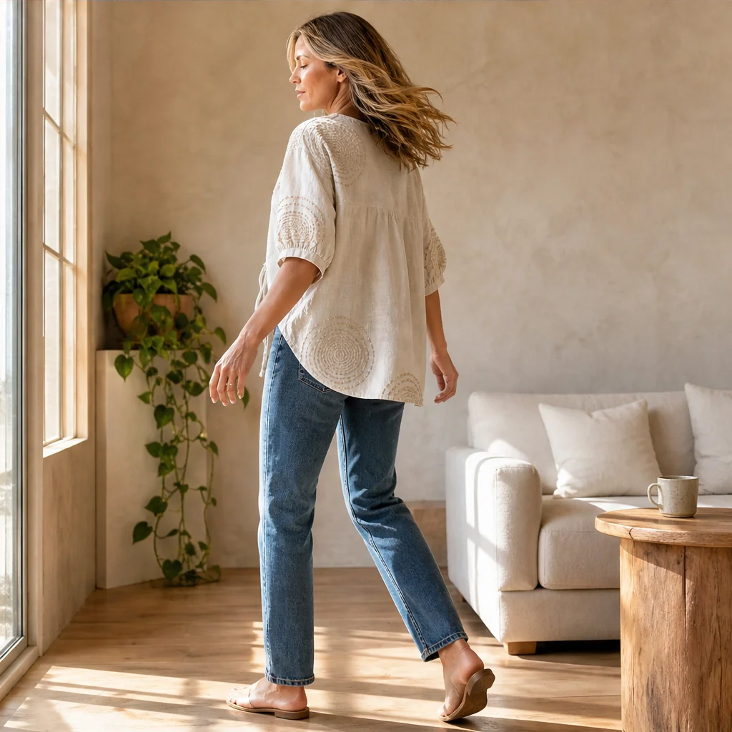 Linelle™ – Textured Embroidered Soft Linen Blouse +50% OFF - Image 2