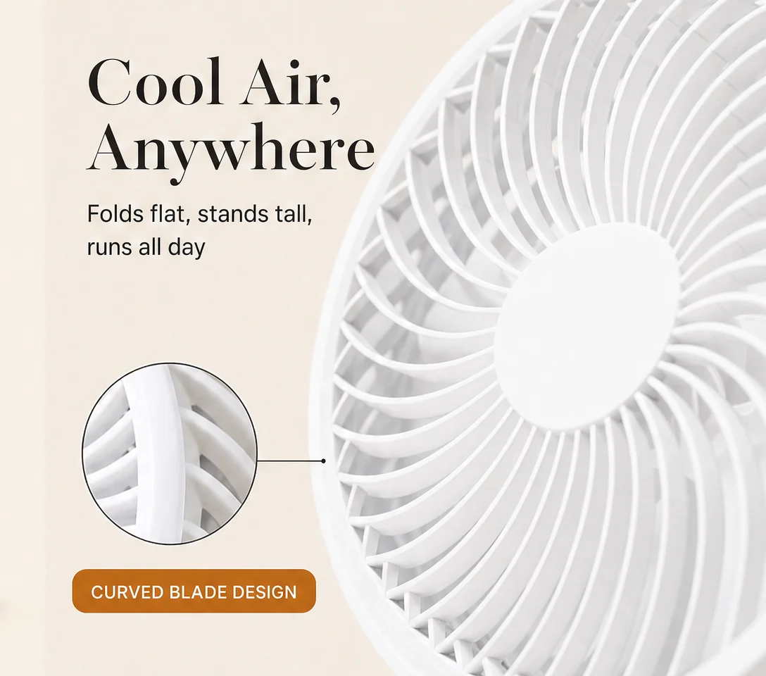 Zephyra™ – Foldable Rechargeable Fan, Telescopic & Whisper-Quiet  + 50% OFF - Image 3