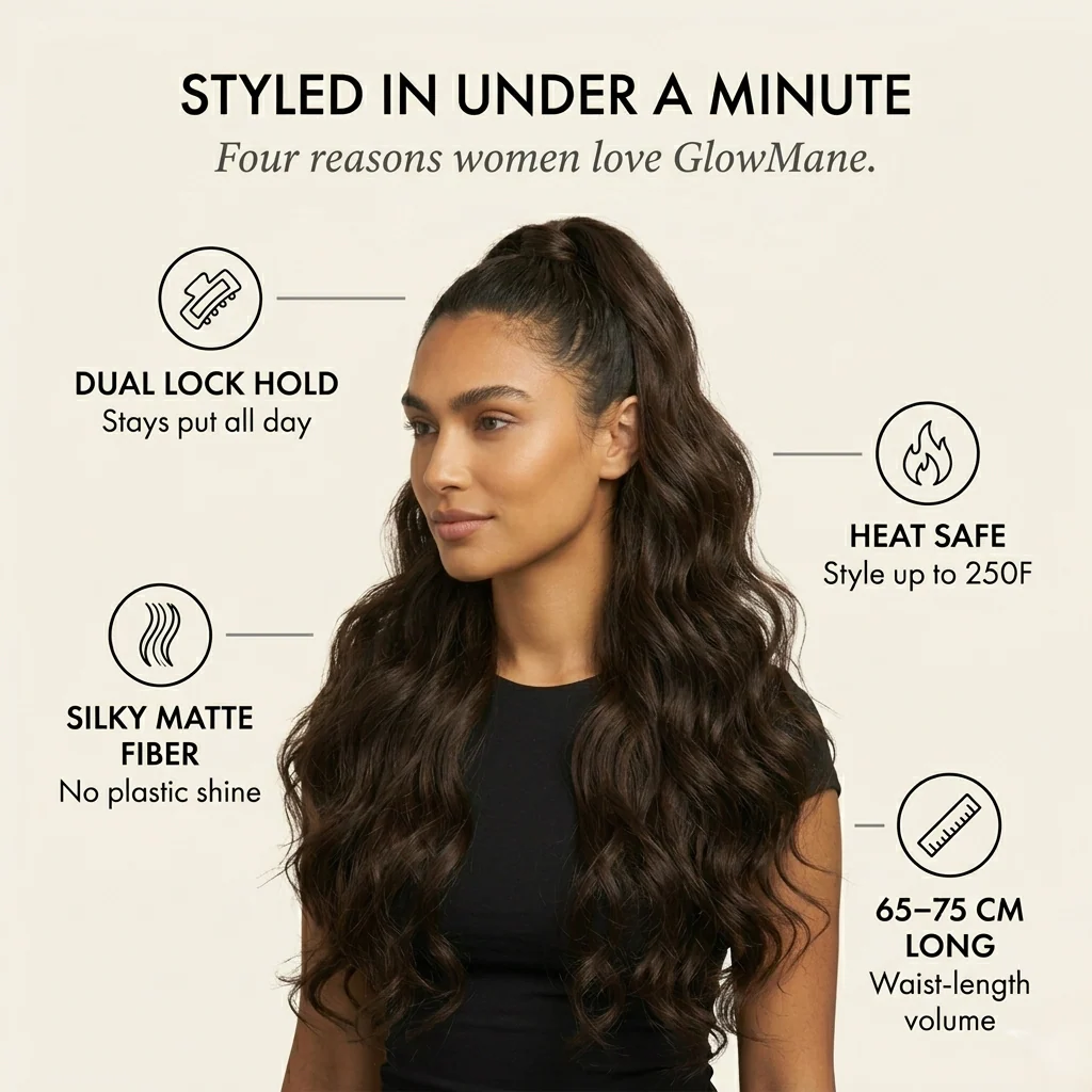 GlowMane™ – Long Curly Wavy Clip-In Ponytail Hair Extension + 50% OFF - Image 4