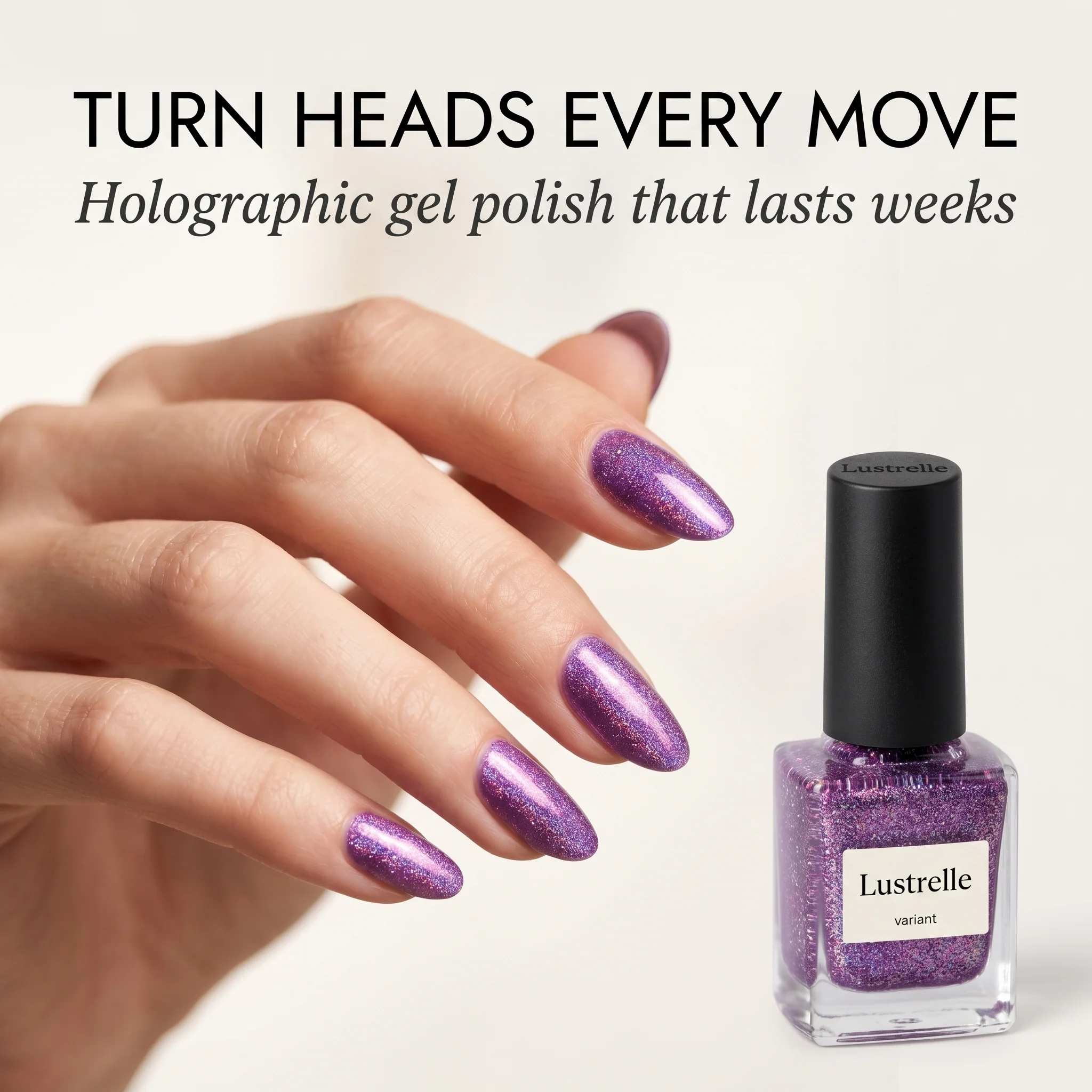 Lustrelle™ – Holographic Reflective Glitter Gel Nail Polish, 1-Coat Full Coverage, 4-Week Wear + 50% OFF