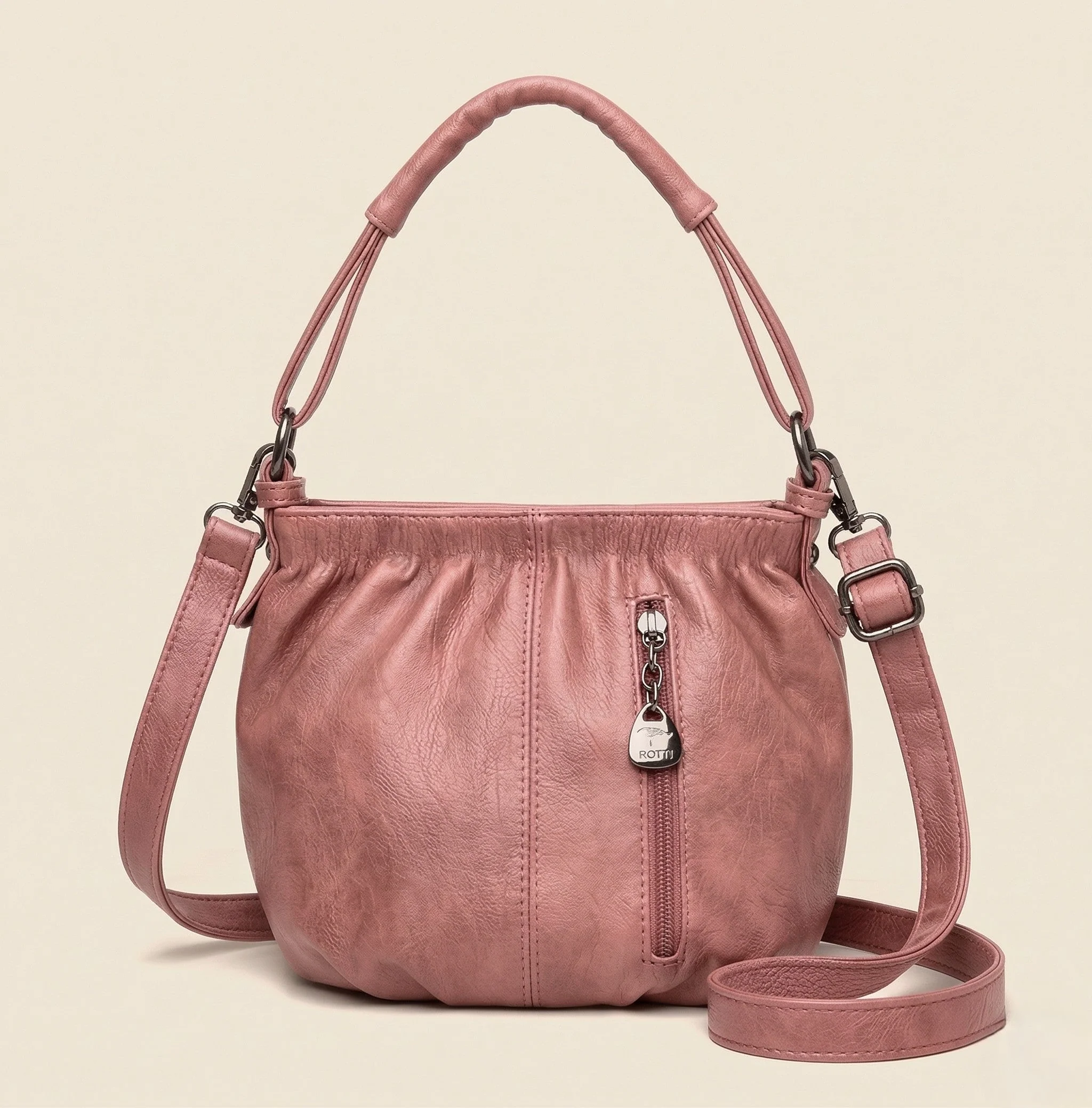 Sloane™ – Soft Pleated Leather Bucket Handbag with Multi-Pocket Crossbody Strap + 50% OFF - Image 10