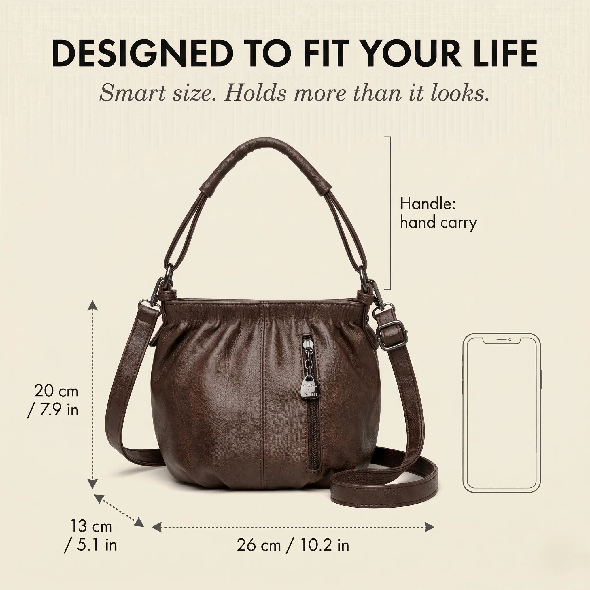 Sloane™ – Soft Pleated Leather Bucket Handbag with Multi-Pocket Crossbody Strap + 50% OFF - Image 4