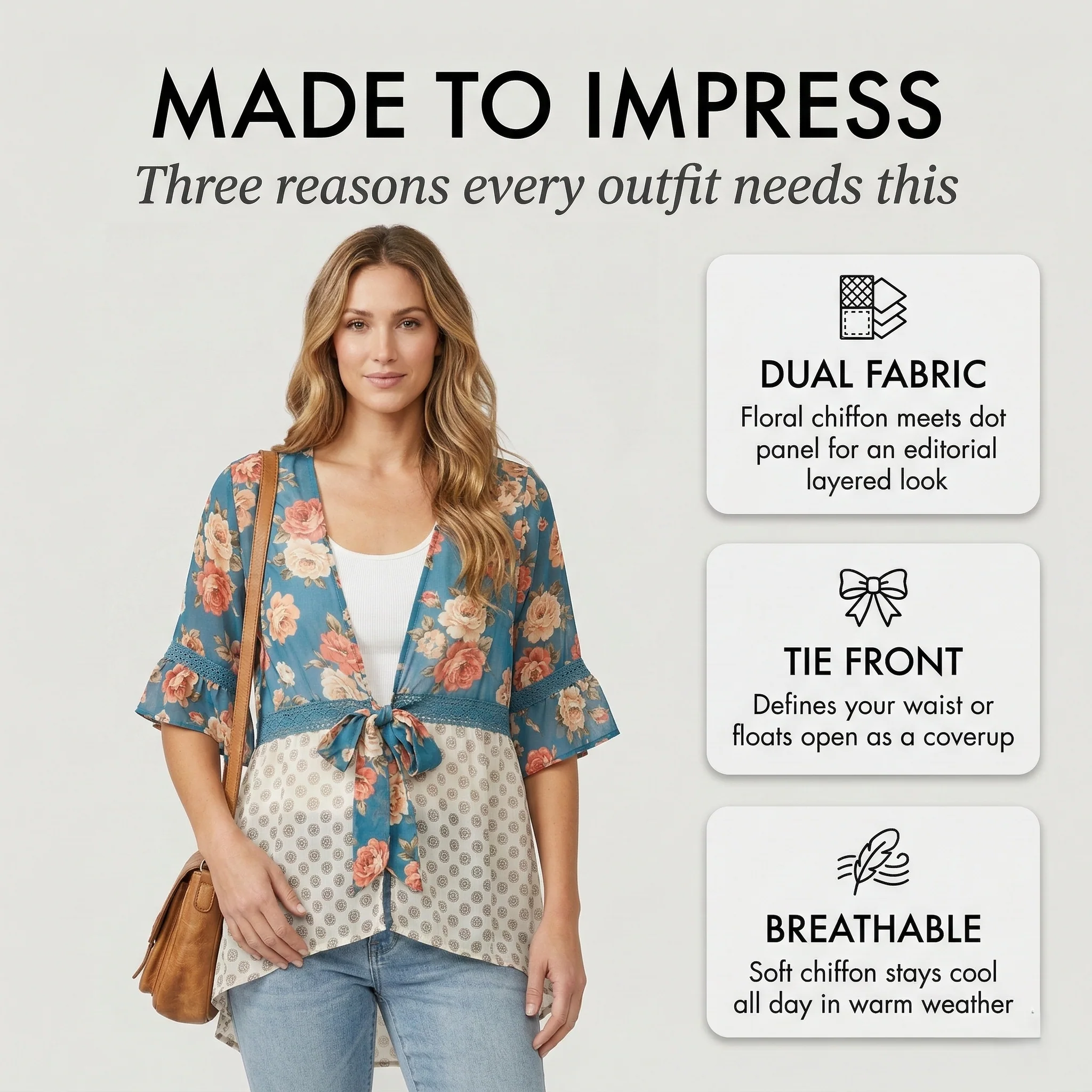 Ruffelle™ – Floral Patchwork Ruffle Sleeve Boho Kimono Cardigan + 50% OFF - Image 4