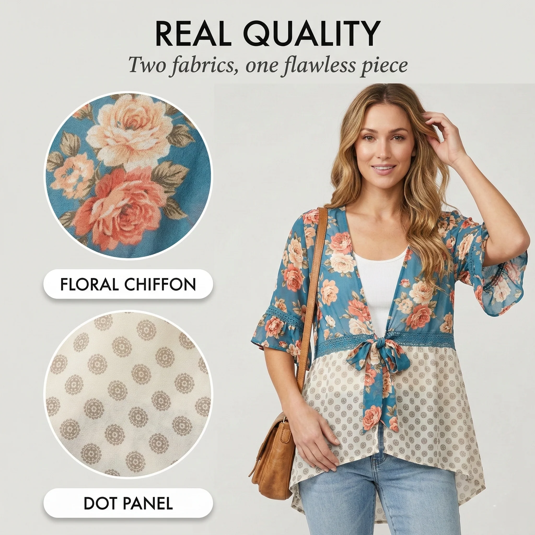 Ruffelle™ – Floral Patchwork Ruffle Sleeve Boho Kimono Cardigan + 50% OFF - Image 5