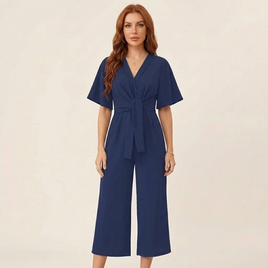 Drapelle™ – Flutter Sleeve Tie-Knot Wide Leg Jumpsuit for Women + 50% OFF