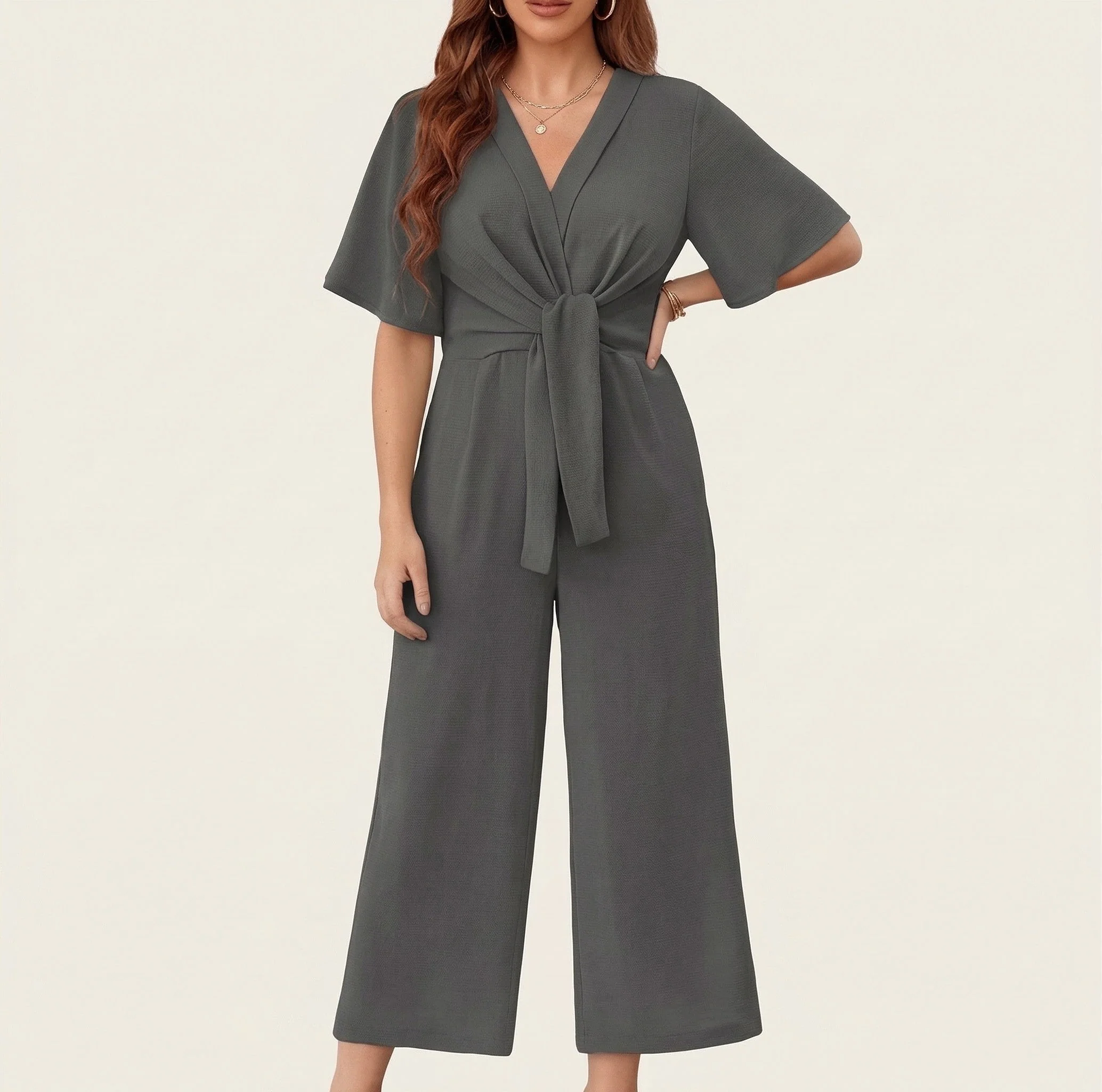 Drapelle™ – Flutter Sleeve Tie-Knot Wide Leg Jumpsuit for Women + 50% OFF - Image 10