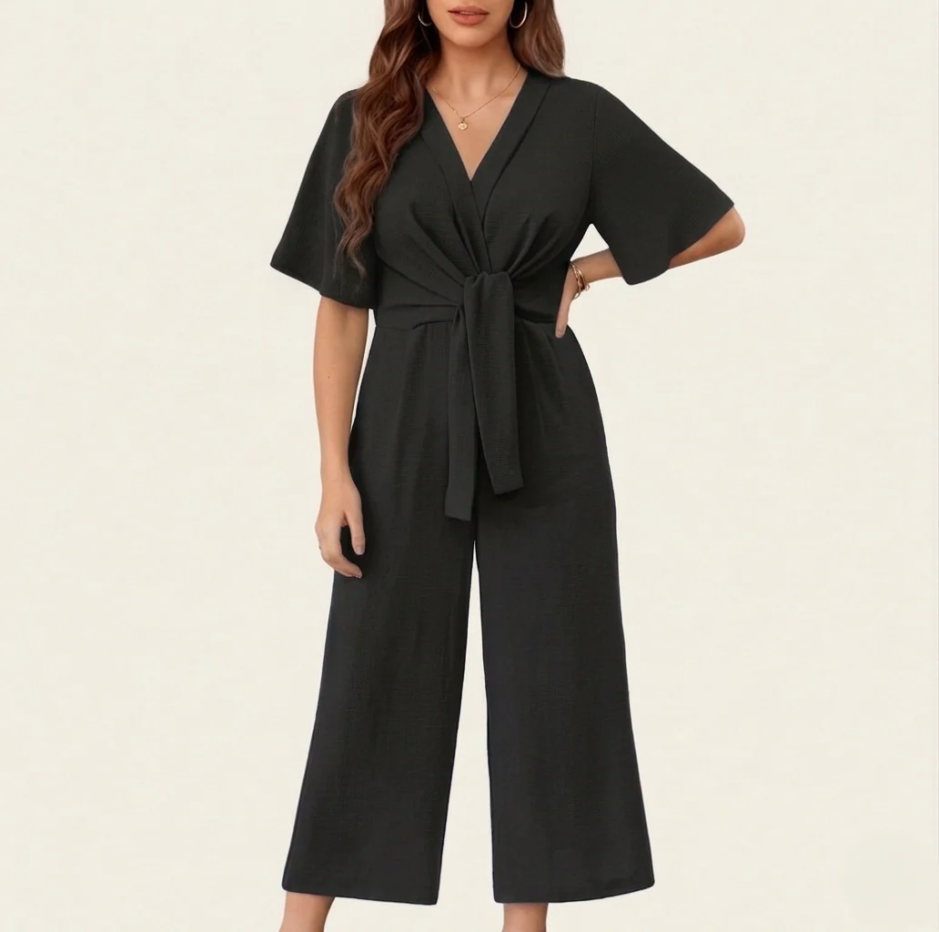 Drapelle™ – Flutter Sleeve Tie-Knot Wide Leg Jumpsuit for Women + 50% OFF - Image 11