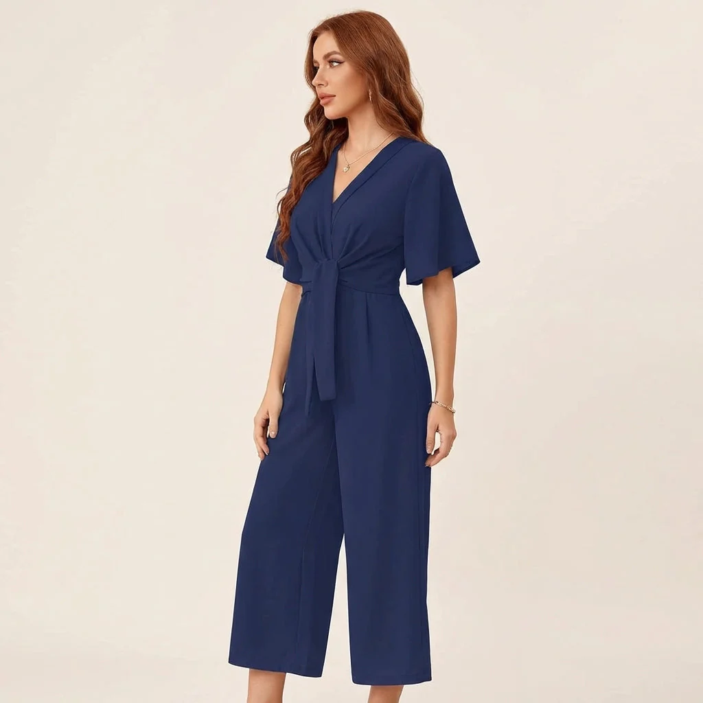 Drapelle™ – Flutter Sleeve Tie-Knot Wide Leg Jumpsuit for Women + 50% OFF - Image 2