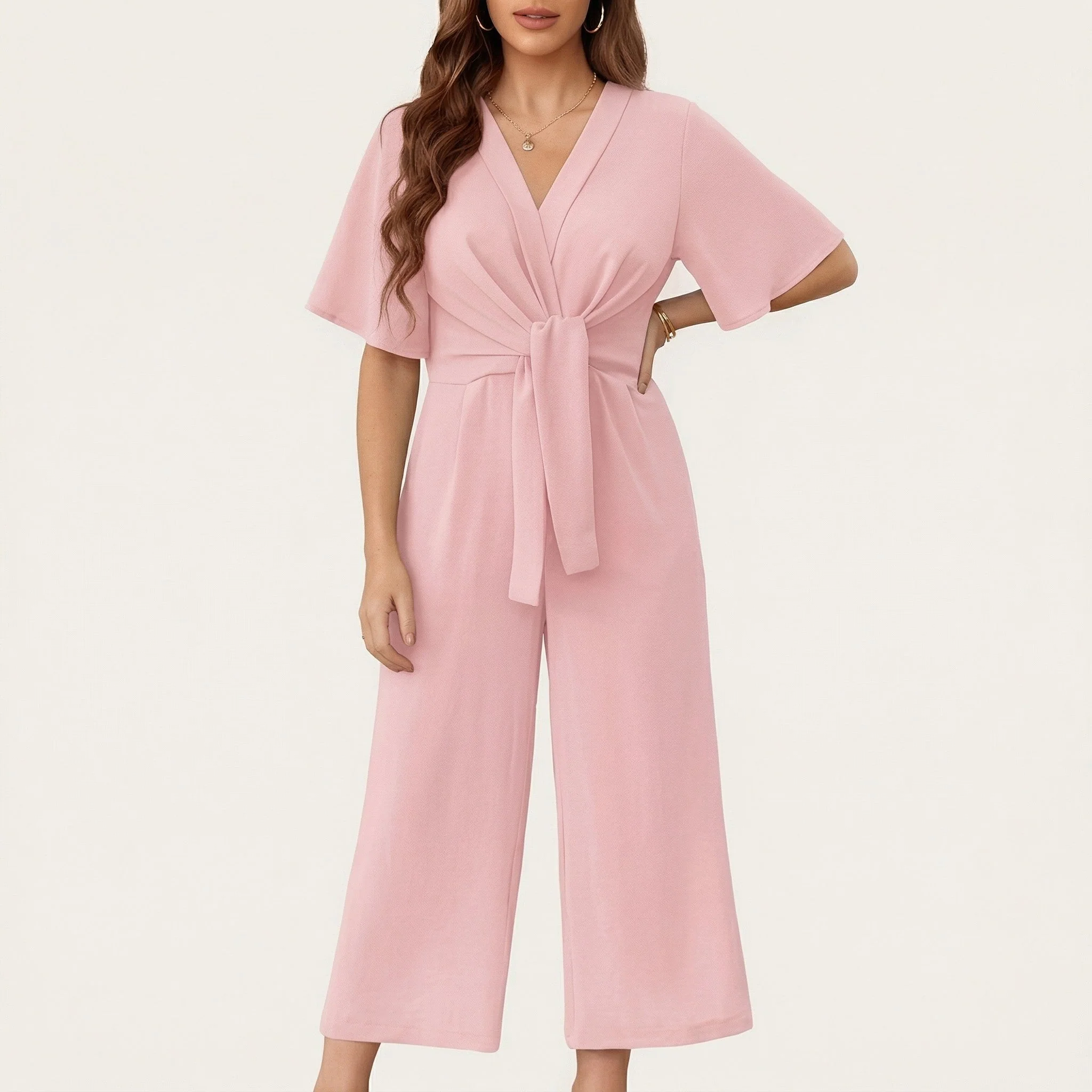 Drapelle™ – Flutter Sleeve Tie-Knot Wide Leg Jumpsuit for Women + 50% OFF - Image 7