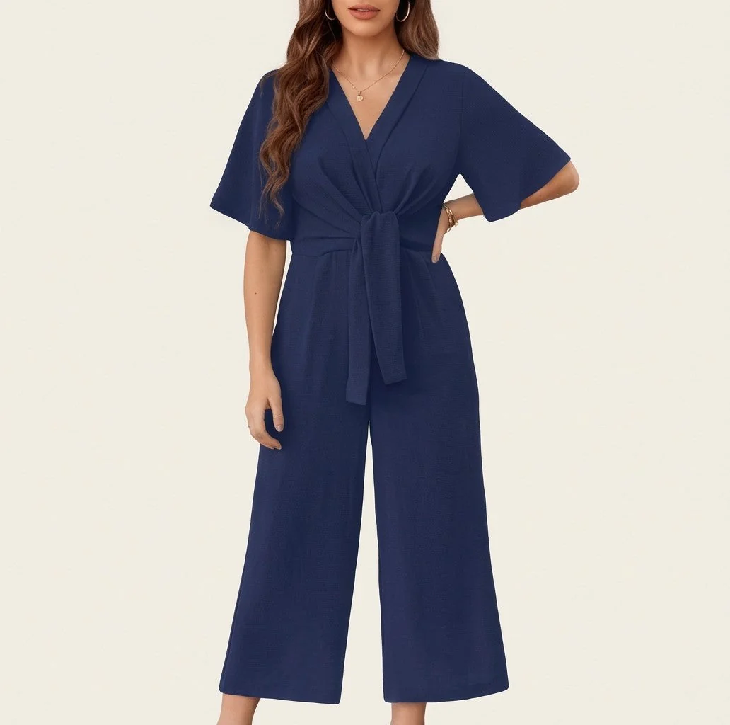 Drapelle™ – Flutter Sleeve Tie-Knot Wide Leg Jumpsuit for Women + 50% OFF - Image 8