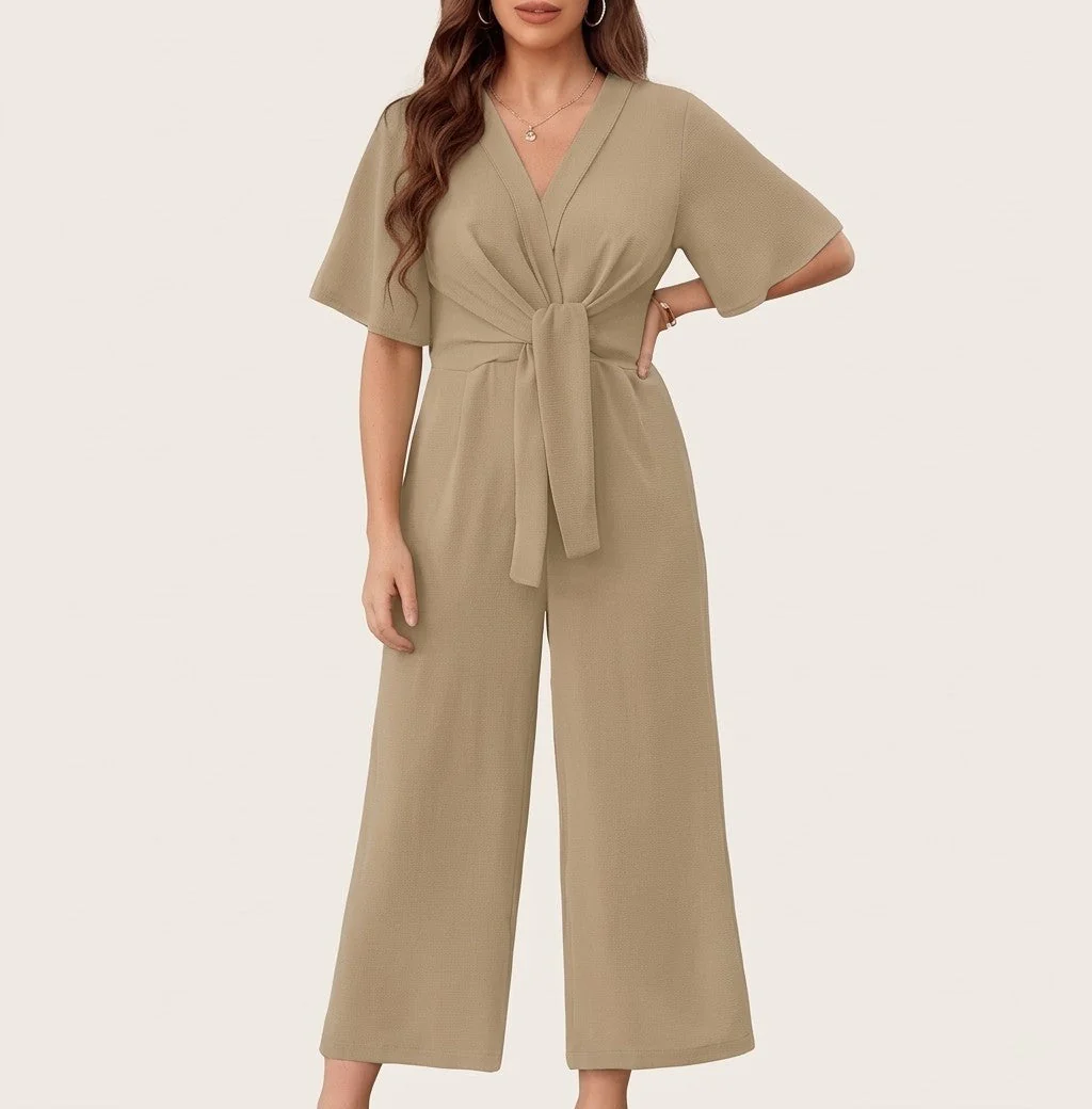 Drapelle™ – Flutter Sleeve Tie-Knot Wide Leg Jumpsuit for Women + 50% OFF - Image 9