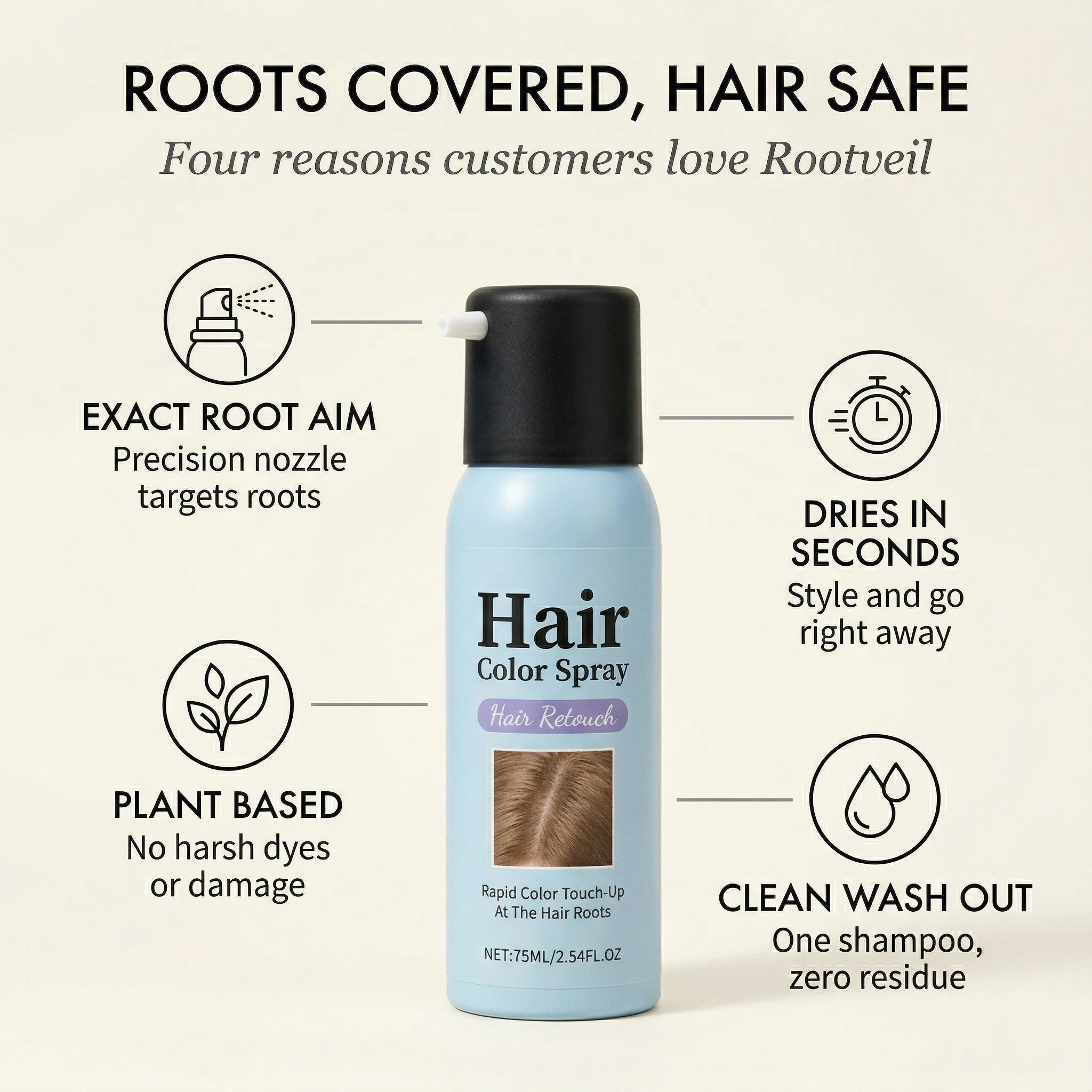 Rootveil™ – Plant-Based Instant Root Touch-Up Color Spray + 50% OFF - Image 3
