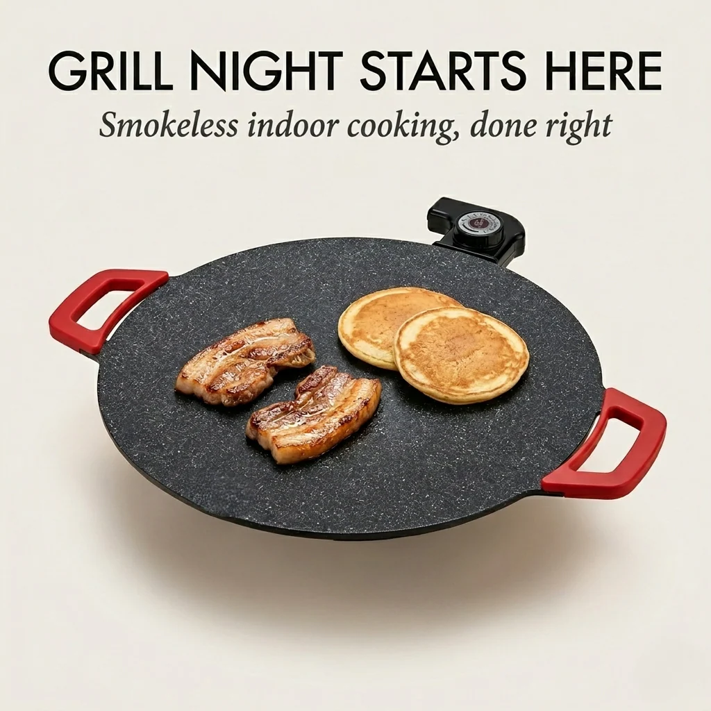 Searstone™ – Smokeless Indoor Electric Griddle | Non-Stick Stone Coating | 14" & 16" | Korean BBQ, Pancakes, Steaks + 50% OFF