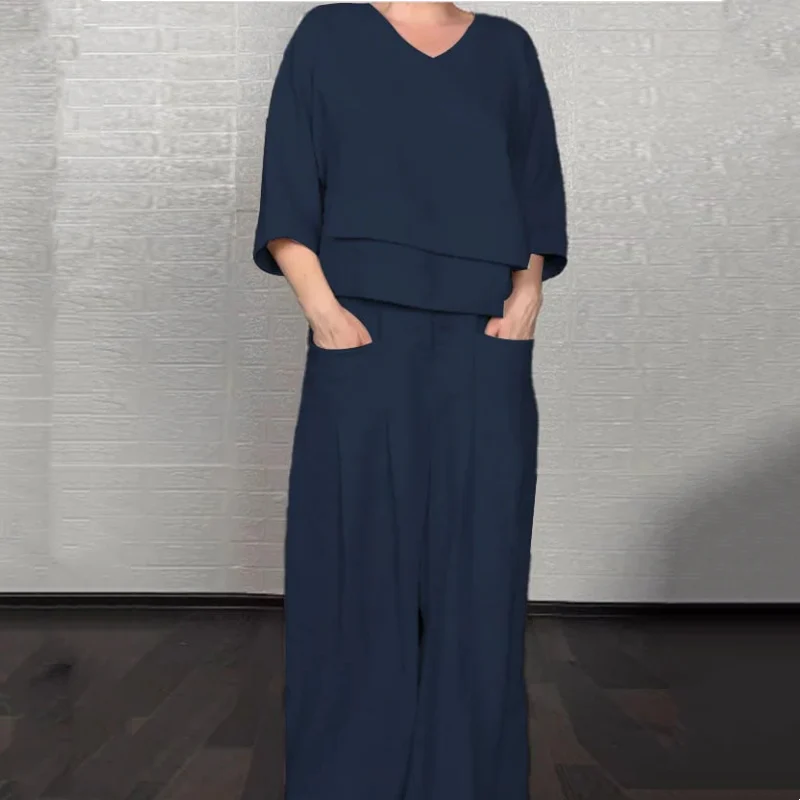 Willowmere™ – Asymmetric Cotton-Linen V-Neck Top & Wide-Leg Trouser Set + 50% OFF - Image 17