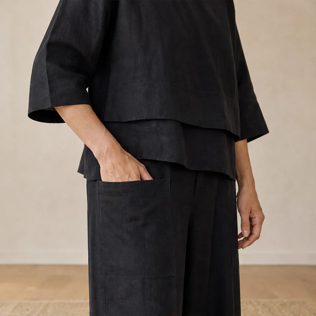 Willowmere™ – Asymmetric Cotton-Linen V-Neck Top & Wide-Leg Trouser Set + 50% OFF - Image 2