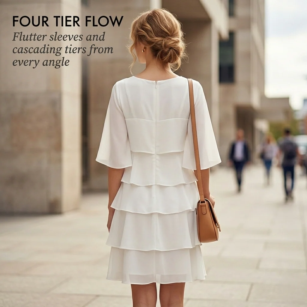 Cascelle™ – Layered Ruffle Sleeve Elegant Dress | Multi-Occasion Women's Dress + 50% OFF - Image 3
