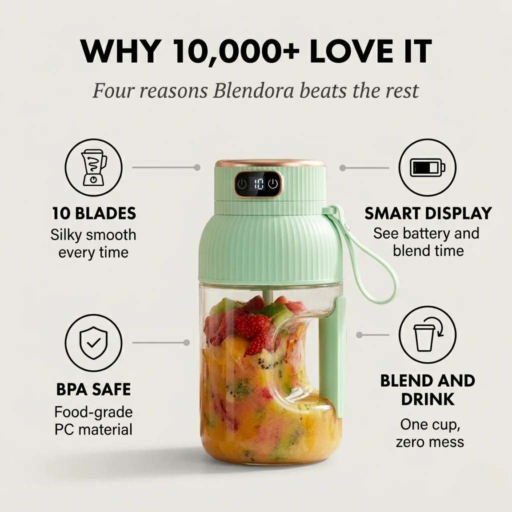 Blendora™ – 10-Blade Digital Display Portable Juicer Blender Cup + 50 % OFF - Image 5