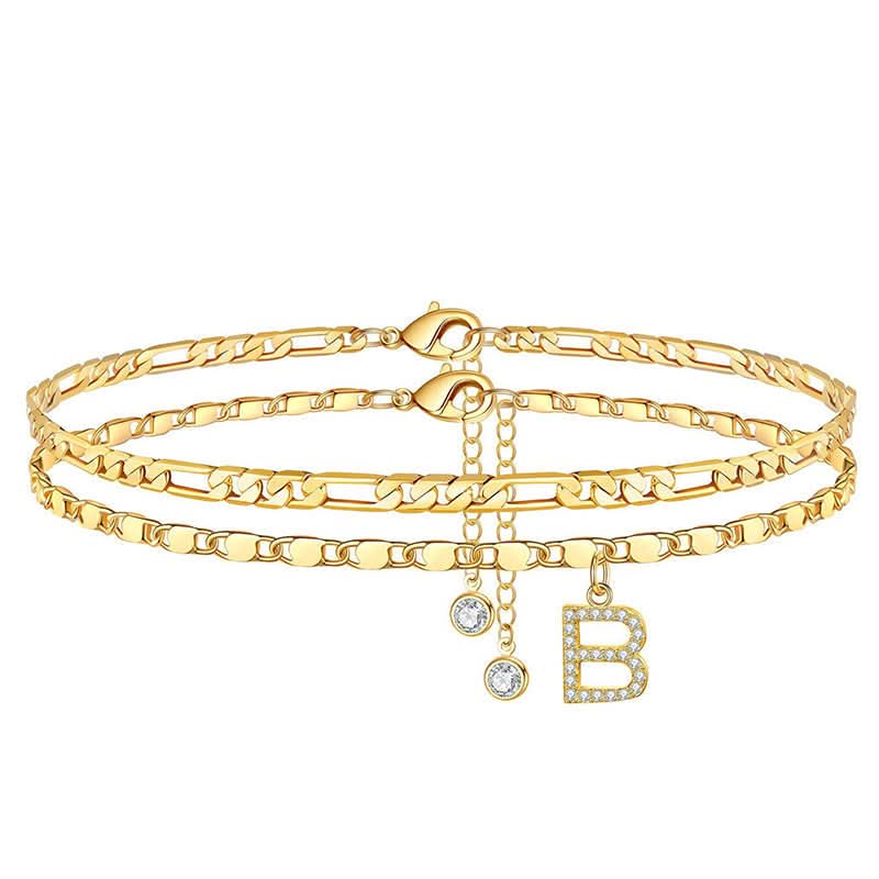Halora™ – Layered Gold Anklet with Rhinestones & Letter Charm (A-Z) + Buy 1 Get 1 FREE - Image 11