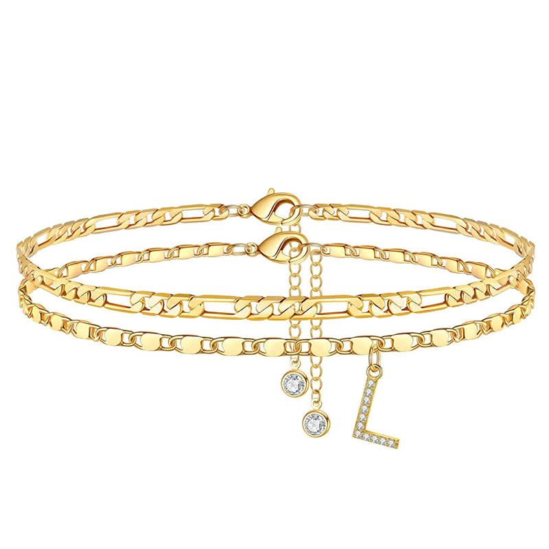 Halora™ – Layered Gold Anklet with Rhinestones & Letter Charm (A-Z) + Buy 1 Get 1 FREE - Image 21