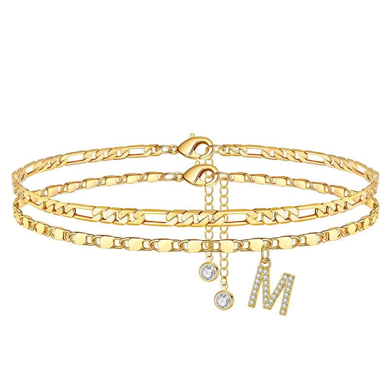 Halora™ – Layered Gold Anklet with Rhinestones & Letter Charm (A-Z) + Buy 1 Get 1 FREE - Image 22