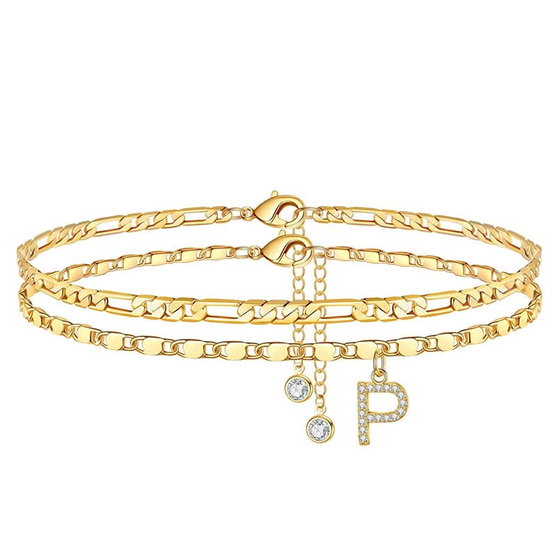 Halora™ – Layered Gold Anklet with Rhinestones & Letter Charm (A-Z) + Buy 1 Get 1 FREE - Image 25