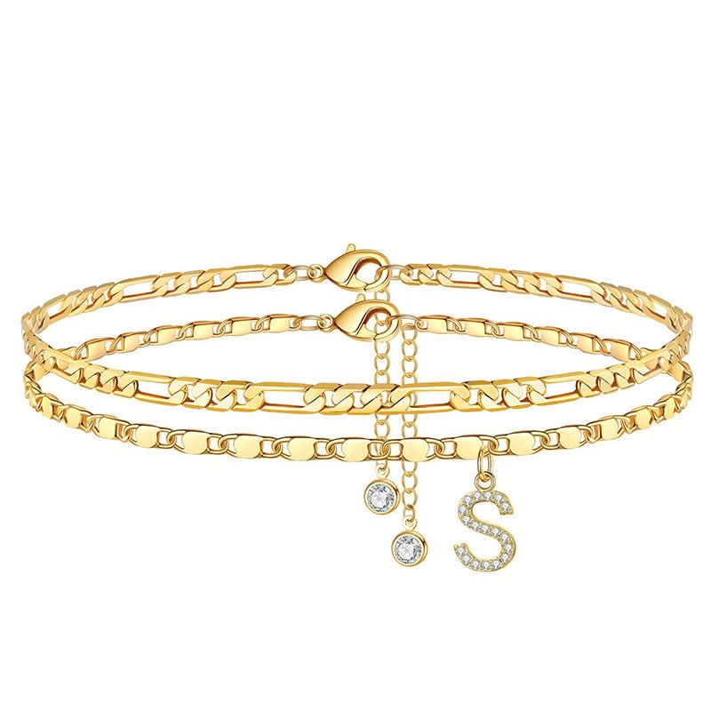 Halora™ – Layered Gold Anklet with Rhinestones & Letter Charm (A-Z) + Buy 1 Get 1 FREE - Image 28