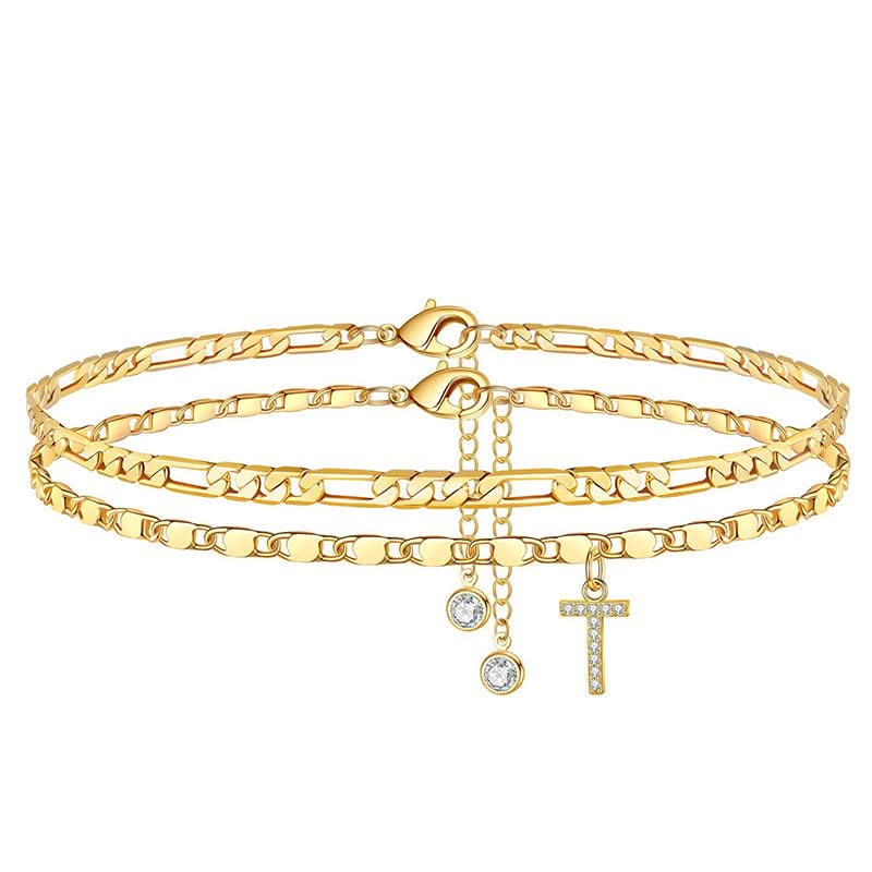 Halora™ – Layered Gold Anklet with Rhinestones & Letter Charm (A-Z) + Buy 1 Get 1 FREE - Image 29