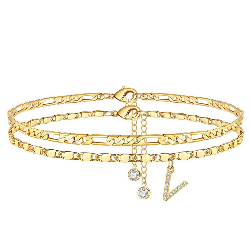 Halora™ – Layered Gold Anklet with Rhinestones & Letter Charm (A-Z) + Buy 1 Get 1 FREE - Image 31