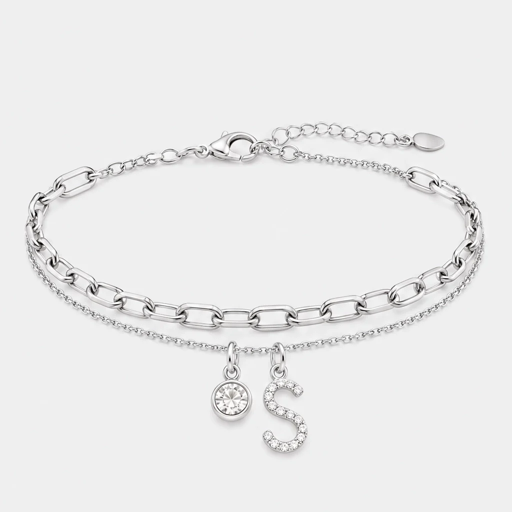 Halora™ – Layered Gold Anklet with Rhinestones & Letter Charm (A-Z) + Buy 1 Get 1 FREE - Image 38