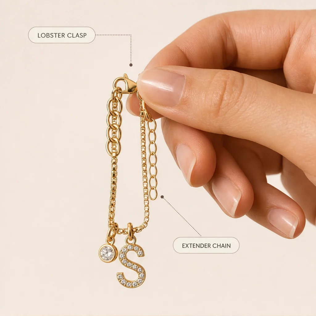 Halora™ – Layered Gold Anklet with Rhinestones & Letter Charm (A-Z) + Buy 1 Get 1 FREE - Image 8