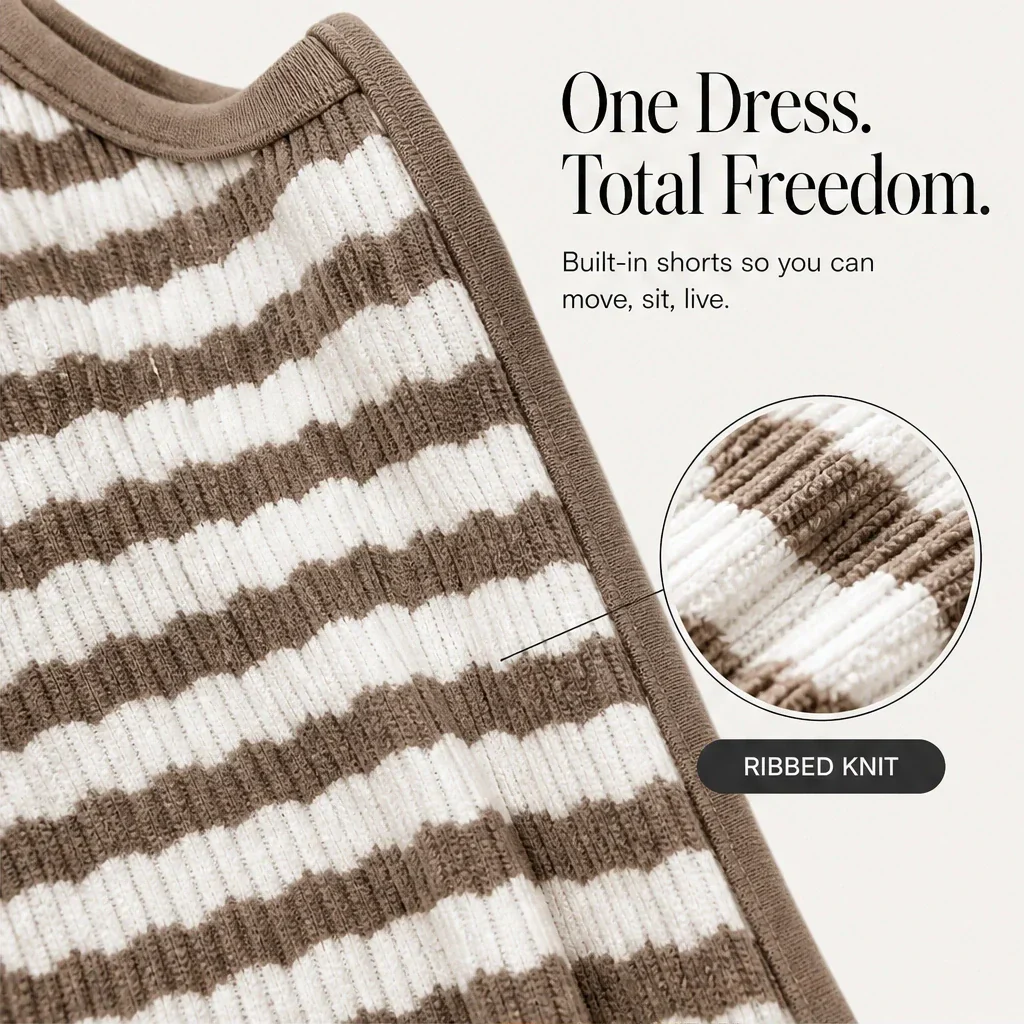 Suvelle™ – Built-In Shorts Striped Mini Romper Dress with Pockets + 50% OFF - Image 6