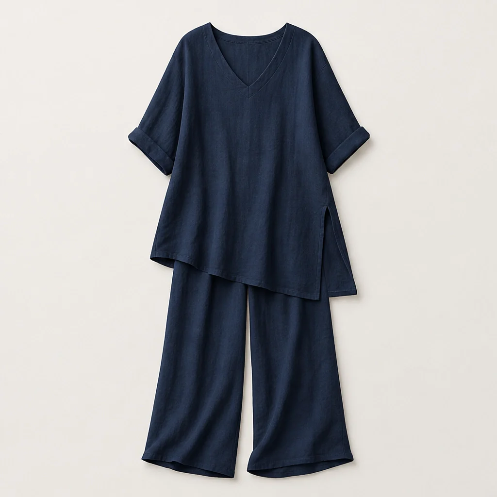 Drapelle™ – Breathable Cotton-Linen V-Neck Tunic & Wide-Leg Trouser Set + 50% OFF - Image 10