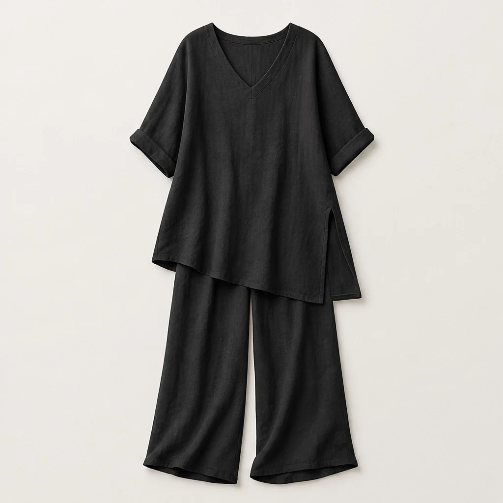 Drapelle™ – Breathable Cotton-Linen V-Neck Tunic & Wide-Leg Trouser Set + 50% OFF - Image 11