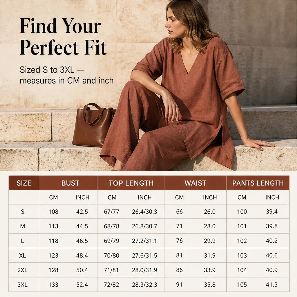 Drapelle™ – Breathable Cotton-Linen V-Neck Tunic & Wide-Leg Trouser Set + 50% OFF - Image 8