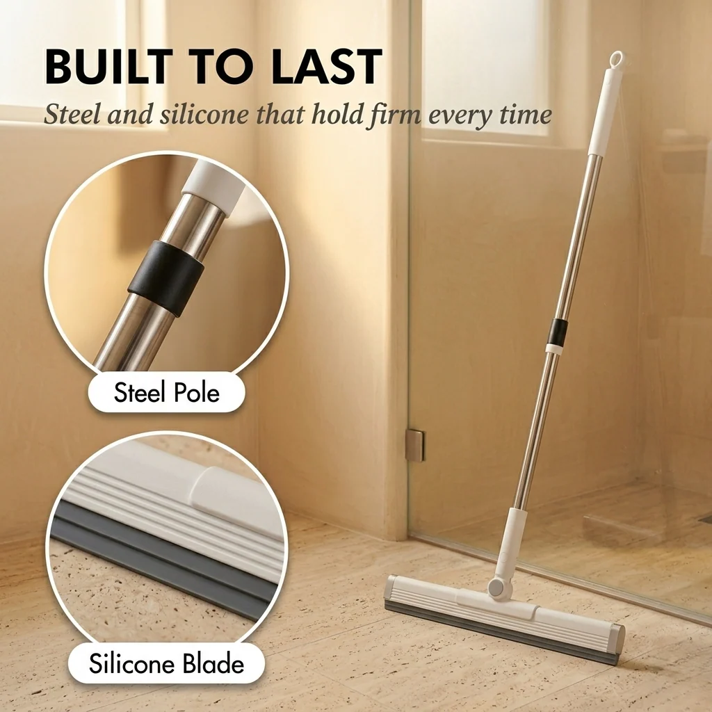 Swipex™ – 180° Rotating Pivot Head Floor Squeegee with Adjustable Stainless Pole +50% OFF - Image 5