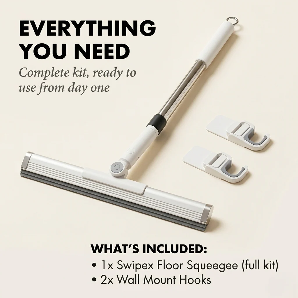 Swipex™ – 180° Rotating Pivot Head Floor Squeegee with Adjustable Stainless Pole +50% OFF - Image 7