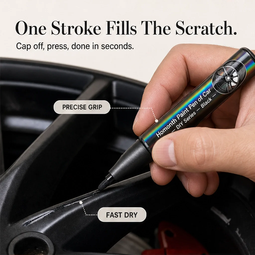 Homonth™ – Precision-Tip Black Rim Scratch Repair Pen with Clear Coat + 50% OFF - Image 2
