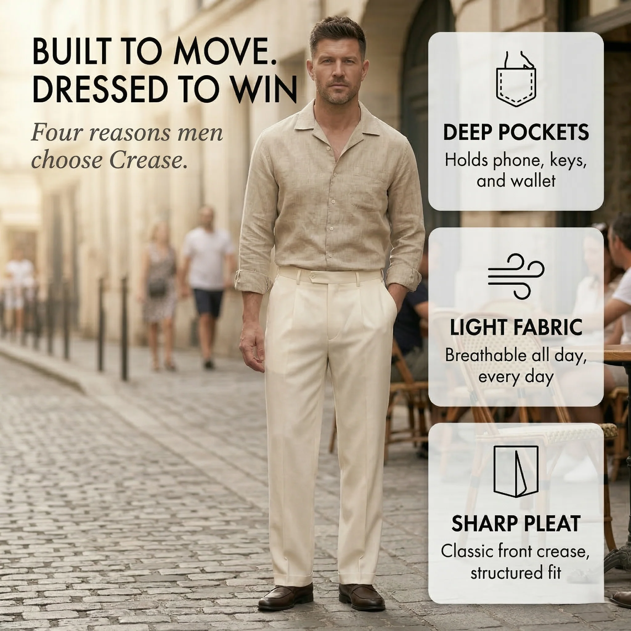 Crease™ – Pleated Wide-Leg Men's Dress Pants | Relaxed Fit, Breathable Fabric, 6 Colors +50% OFF - Image 4
