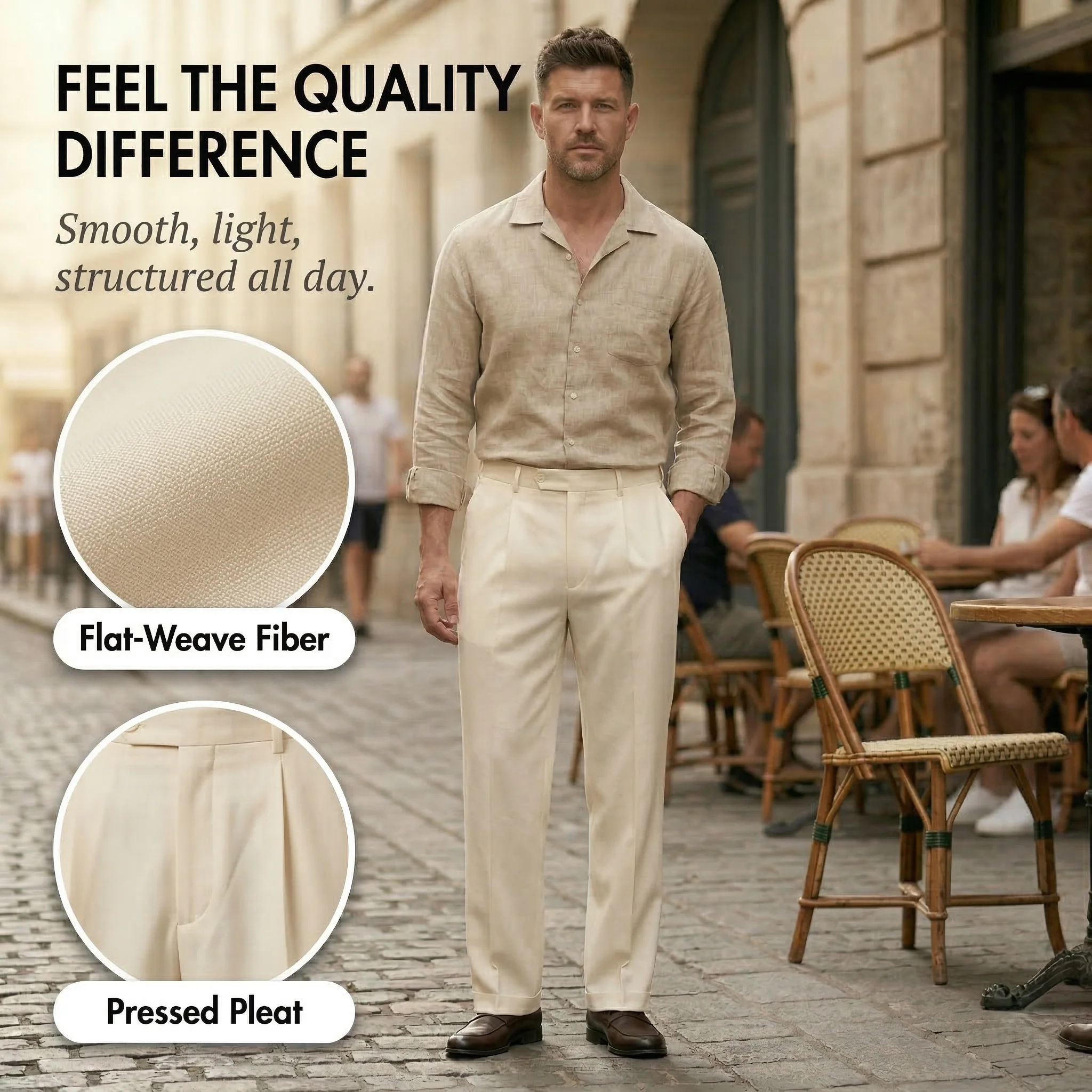 Crease™ – Pleated Wide-Leg Men's Dress Pants | Relaxed Fit, Breathable Fabric, 6 Colors +50% OFF - Image 5
