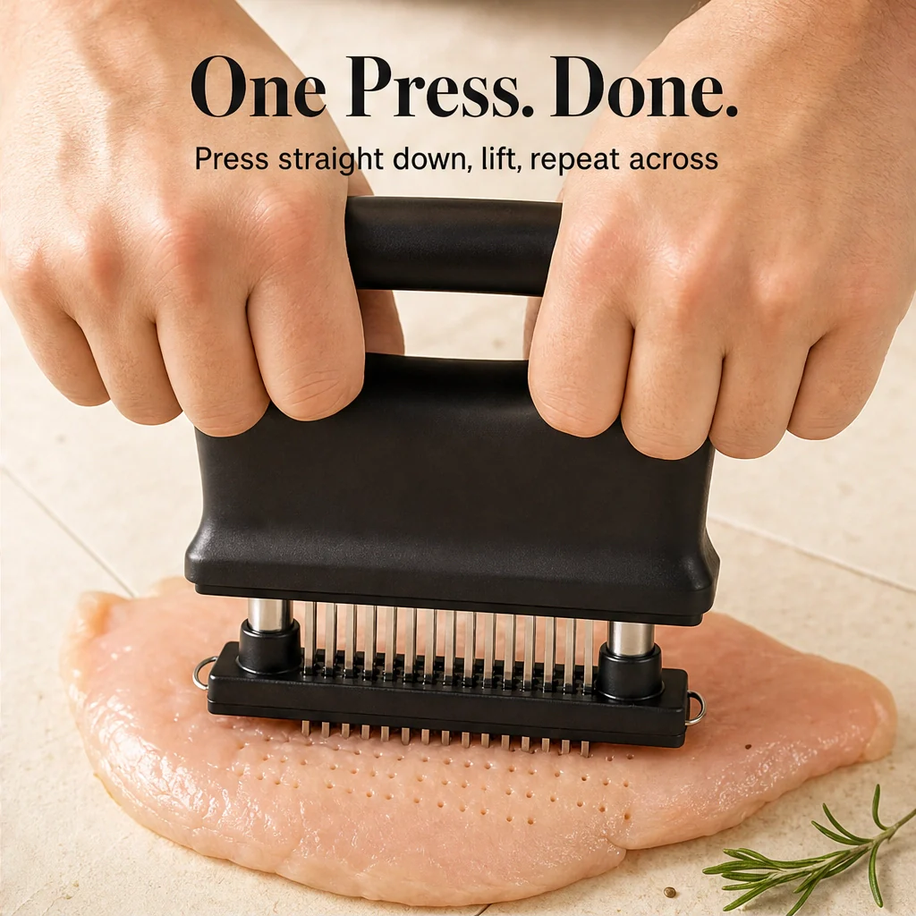Searcraft™ – 48-Blade Spring-Loaded Meat Tenderizer with Safety Cover + 50% OFF - Image 5