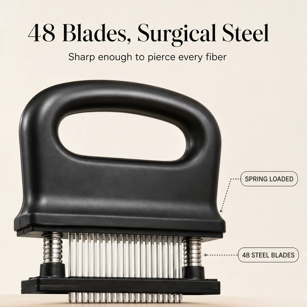 Searcraft™ – 48-Blade Spring-Loaded Meat Tenderizer with Safety Cover + 50% OFF - Image 9