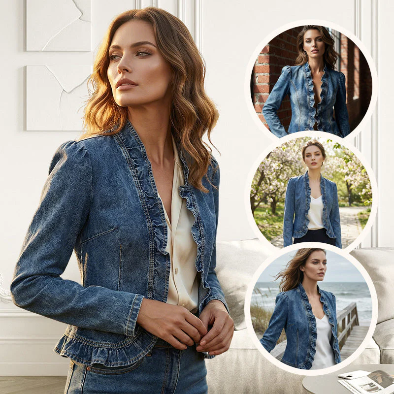Willowcuff™ – Ruffle-Trim Open-Front Lightweight Denim Jacket + 50% OFF - Image 4