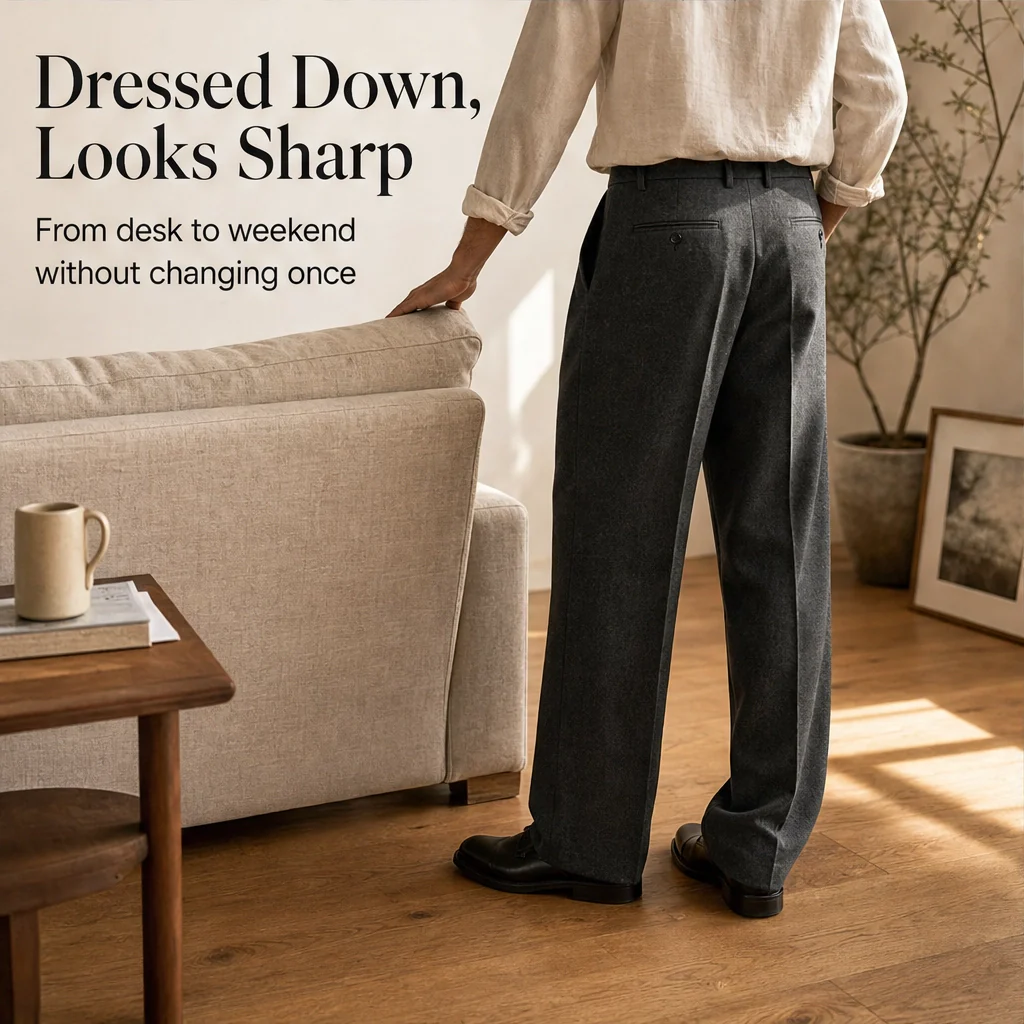 Foldcroft™ – Pleated Wide-Leg Drape Trousers for Men + 50% OFF - Image 11