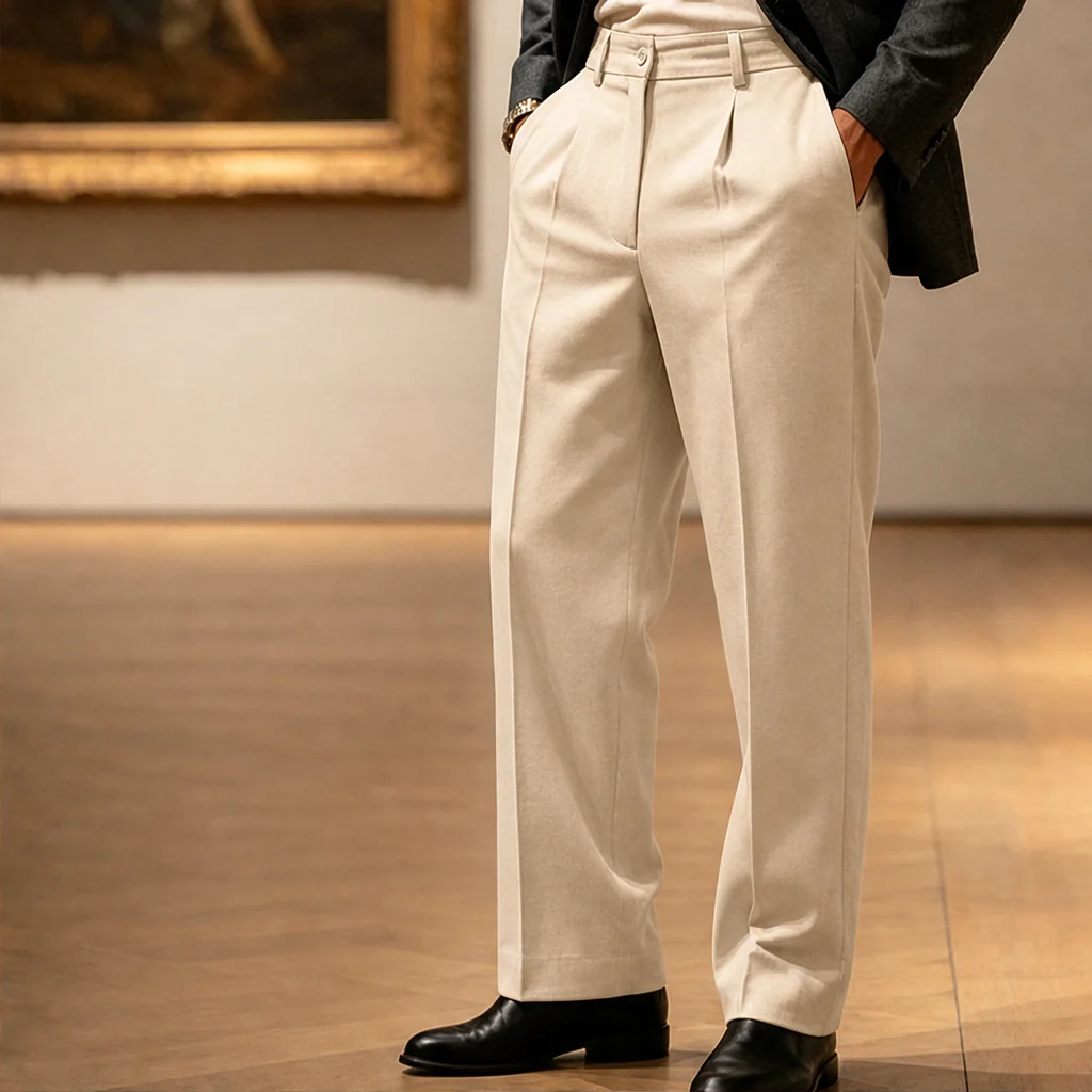 Foldcroft™ – Pleated Wide-Leg Drape Trousers for Men + 50% OFF - Image 14