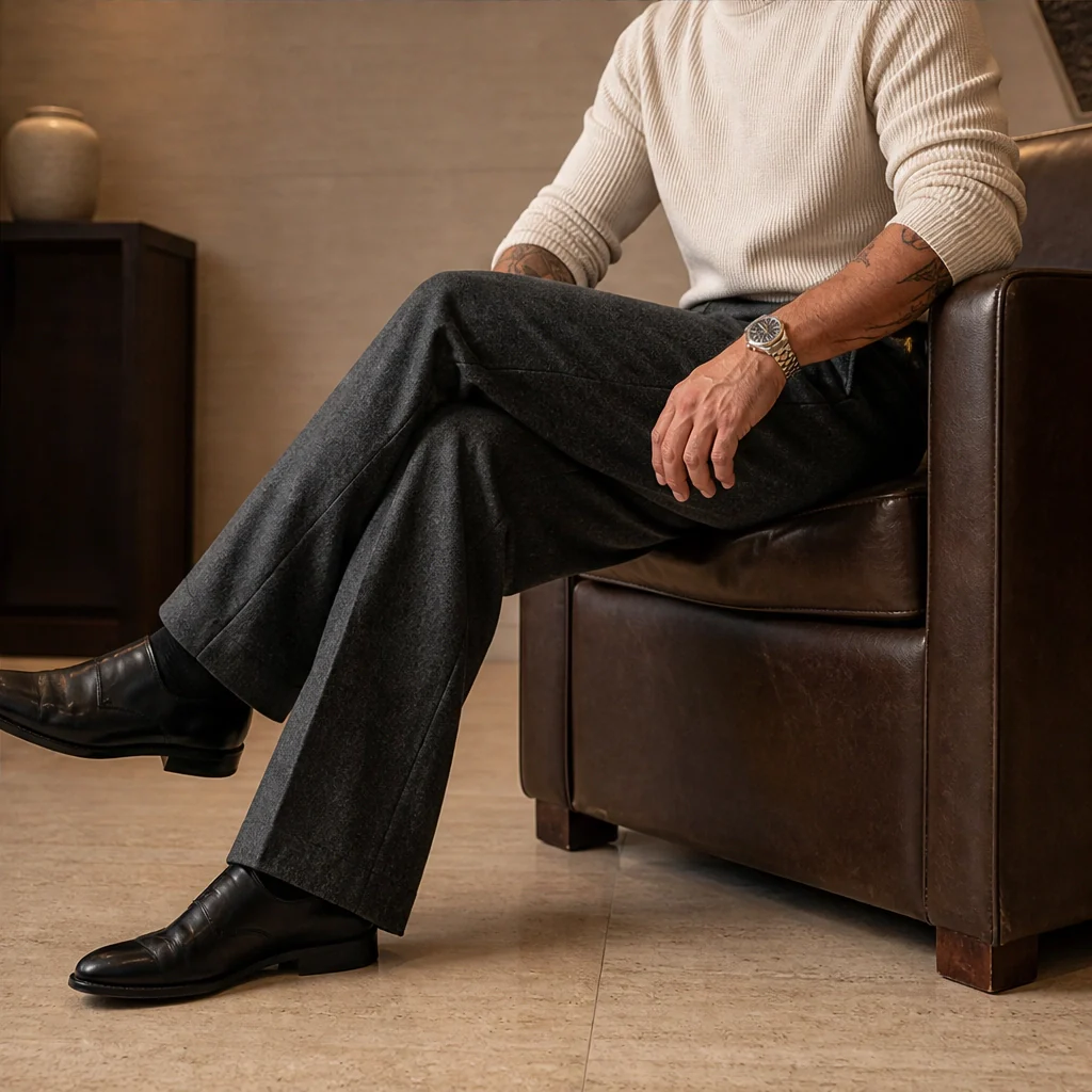Foldcroft™ – Pleated Wide-Leg Drape Trousers for Men + 50% OFF - Image 4