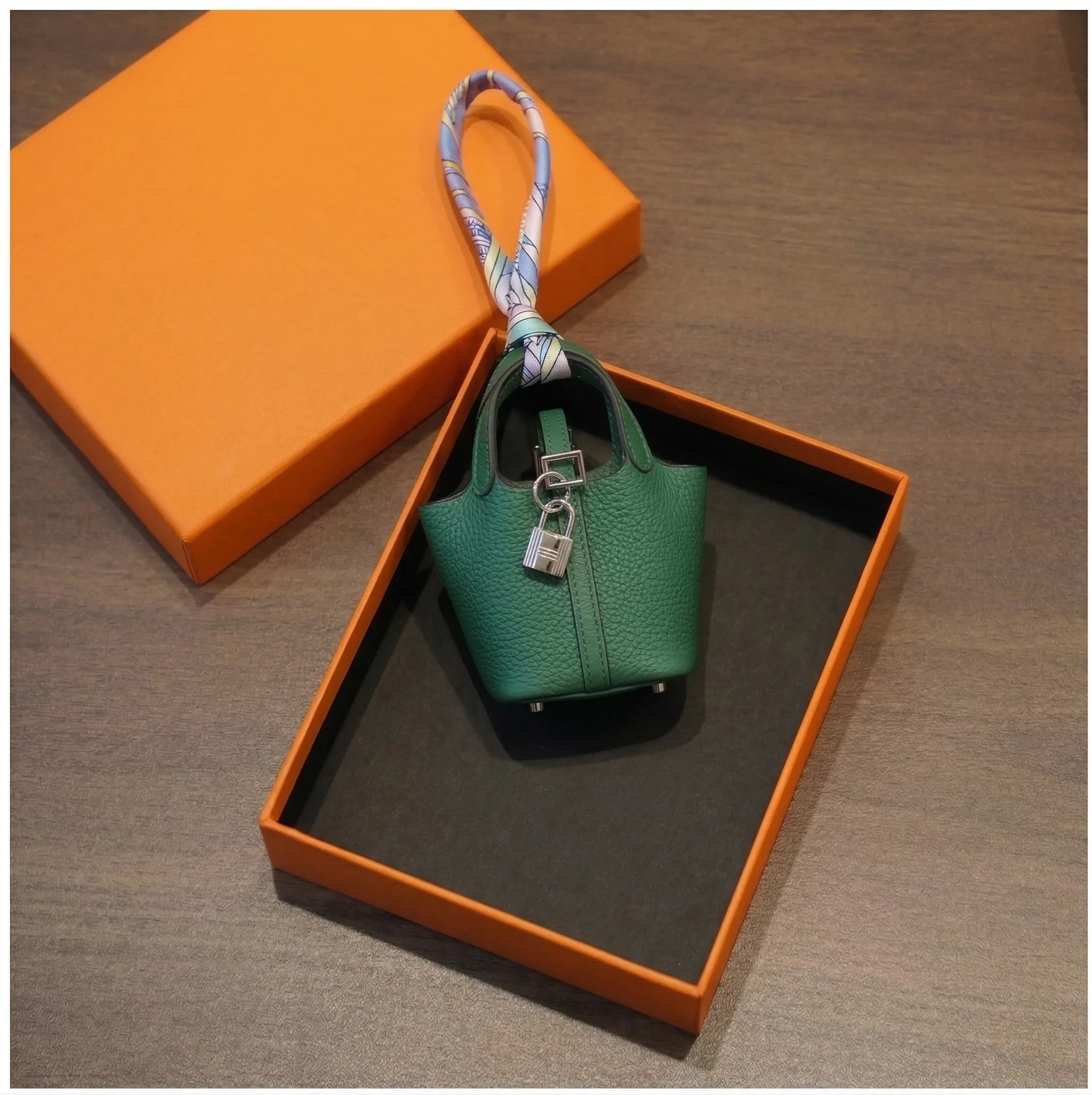 Satchelle™ – Luxury Mini Bag Charm with Silk Scarf & Padlock Detail +50% OFF - Image 12